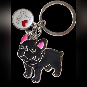 Adorable Frenchie Dog Keychain with Paw Charm